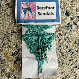 Turquoise Barefoot Sandals with Beads